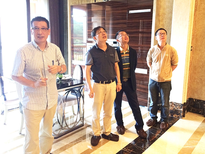 浙江省優(yōu)秀建筑裝飾工程評審專家對雅居樂?鉑雅苑項目進行考察